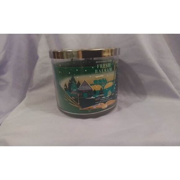 Bath & Body Works Fresh Balsam 3-Wick Scented Candle 14.5 Oz with Essential Oils - Picture 1 of 3